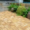 20 PCS Interlocking Deck Tiles Checker Pattern, 12" x 12" Square Teak Hardwood Outdoor Flooring for Patio, Bancony, Pool Side,...