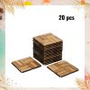 20 PCS Interlocking Deck Tiles Checker Pattern, 12" x 12" Square Teak Hardwood Outdoor Flooring for Patio, Bancony, Pool Side,...