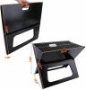 YSSOA 20' Portable Grill Charcoal Barbecue Grill, Folding Grill Notebook Shape, Detachable Collapsible, Mini Tabletop Camping Grill BBQ, Black