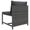 5 Piece Patio Sofa Set with Cushions Gray Poly Rattan