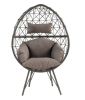 ACME Aeven Patio Lounge Chair, Light Gray Fabric & Black Wicker 45111