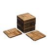 20 PCS Interlocking Deck Tiles Checker Pattern, 12" x 12" Square Teak Hardwood Outdoor Flooring for Patio, Bancony, Pool Side,...