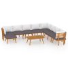 9 Piece Patio Lounge Set with Cushions Solid Acacia Wood