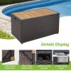 134 Gallon Rattan Storage Box with Zippered Liner and Solid Acacia Wood Top