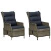 3 Piece Patio Lounge Set with Cushions Poly Rattan Brown