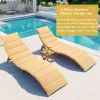 TOPMAX Outdoor Patio Wood Portable Extended Chaise Lounge Set with Foldable Tea Table for Balcony, Poolside, Garden, Brown