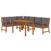 5 Piece Patio Dining Set with Cushions Solid Wood Acacia