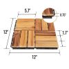 20 PCS Interlocking Deck Tiles Checker Pattern, 12" x 12" Square Teak Hardwood Outdoor Flooring for Patio, Bancony, Pool Side,...