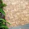 20 PCS Interlocking Deck Tiles Checker Pattern, 12" x 12" Square Teak Hardwood Outdoor Flooring for Patio, Bancony, Pool Side,...