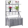 Storage Box with Trellis Gray 39"x21.7"x63" Solid Acacia Wood