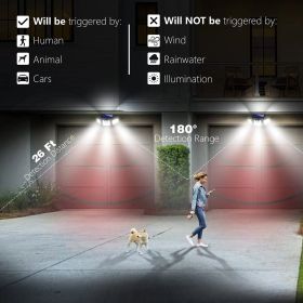 2 Pack Solar Lights Outdoor 128 LED 800LM Cordless LED Solar Motion Sensor Lights IP65 Waterproof Security LED Flood Light