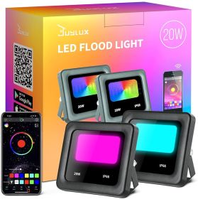 20W Rgb Bluetooth Dual Color Intelligent Voice Timing Flood Light Outdoor (size: RGB warm natural white light-20W RGB)