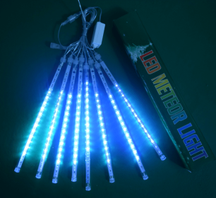 Wasserdichte LED Meteorschauer Regen Lichter 30 cm 50 cm 8 Rohre 100-240 V Eiszapfen Schnee Regentropfen Outdoor licht mit EU Netzteil (Option: Blue-US 50cm)