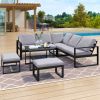 [Not allowed to sell to Wayfair]Industrial Style Outdoor Sofa Combination Set With 2 Love Sofa; 1 Single Sofa; 1 Table; 2 Bench