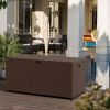 Outdoor Storage Box with Waterproof Inner,140 Gallon Large Wicker Patio Storage Bin