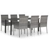 7 Piece Patio Dining Set Poly Rattan Gray