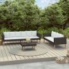 3 Piece Patio Lounge Set with Cushions Poly Rattan Black