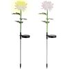 2 Packs Solar LED Chrysanthemum Lights Solar Powered Garden Flower Stake Lamp