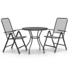 3 Piece Patio Dining Set Expanded Metal Mesh Anthracite