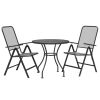 3 Piece Patio Dining Set Expanded Metal Mesh Anthracite