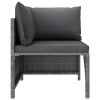 7 Piece Patio Lounge Set with Cushions Poly Rattan Gray