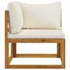 7 Piece Patio Lounge Set with Cushion Cream Solid Acacia Wood