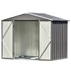 Patio 8ft x6ft Bike Shed Garden Shed; Metal Storage Shed with Lockable Doors; Tool Cabinet with Vents and Foundation Frame for Backyard; Lawn; Garden