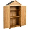 5.8ft x 3ft Outdoor Wood Lean-to Storage Shed Tool Organizer with Waterproof Asphalt Roof; Lockable Doors; 3-tier Shelves for Backyard