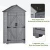 5.8ft x 3ft Outdoor Wood Lean-to Storage Shed Tool Organizer with Waterproof Asphalt Roof; Lockable Doors; 3-tier Shelves for Backyard