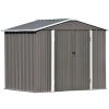 Patio 8ft x6ft Bike Shed Garden Shed; Metal Storage Shed with Lockable Doors; Tool Cabinet with Vents and Foundation Frame for Backyard; Lawn; Garden