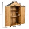 5.8ft x 3ft Outdoor Wood Lean-to Storage Shed Tool Organizer with Waterproof Asphalt Roof; Lockable Doors; 3-tier Shelves for Backyard