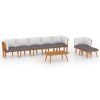 8 Piece Patio Lounge Set with Cushions Solid Acacia Wood