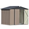 Patio 8ft x6ft Bike Shed Garden Shed; Metal Storage Shed with Lockable Doors; Tool Cabinet with Vents and Foundation Frame for Backyard; Lawn; Garden