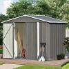 Patio 8ft x6ft Bike Shed Garden Shed; Metal Storage Shed with Lockable Doors; Tool Cabinet with Vents and Foundation Frame for Backyard; Lawn; Garden