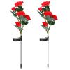 2Pcs Solar Powered Lights Outdoor Rose Flower LED Decorative Lamp Water Resistant Pathway Stake Lights