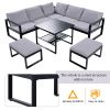 [Not allowed to sell to Wayfair]Industrial Style Outdoor Sofa Combination Set With 2 Love Sofa; 1 Single Sofa; 1 Table; 2 Bench