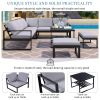 [Not allowed to sell to Wayfair]Industrial Style Outdoor Sofa Combination Set With 2 Love Sofa; 1 Single Sofa; 1 Table; 2 Bench