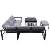 [Not allowed to sell to Wayfair]Industrial Style Outdoor Sofa Combination Set With 2 Love Sofa; 1 Single Sofa; 1 Table; 2 Bench