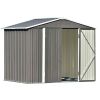 Patio 8ft x6ft Bike Shed Garden Shed; Metal Storage Shed with Lockable Doors; Tool Cabinet with Vents and Foundation Frame for Backyard; Lawn; Garden