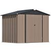 Patio 8ft x6ft Bike Shed Garden Shed; Metal Storage Shed with Lockable Doors; Tool Cabinet with Vents and Foundation Frame for Backyard; Lawn; Garden