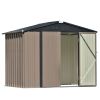 Patio 8ft x6ft Bike Shed Garden Shed; Metal Storage Shed with Lockable Doors; Tool Cabinet with Vents and Foundation Frame for Backyard; Lawn; Garden