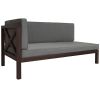 Outdoor Wood Patio Backyard 4-Piece Sectional Seating Group with Cushions and Table X-Back Sofa Set for Small Places