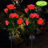 2Pcs Solar Powered Lights Outdoor Rose Flower LED Decorative Lamp Water Resistant Pathway Stake Lights