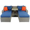 Patio Furniture Sets, 3-Piece Patio Wicker Sofa with Cushions, Pillows, Ottomans and Lift Top Coffee Table