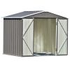 Patio 8ft x6ft Bike Shed Garden Shed; Metal Storage Shed with Lockable Doors; Tool Cabinet with Vents and Foundation Frame for Backyard; Lawn; Garden