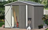 Patio 8ft x6ft Bike Shed Garden Shed; Metal Storage Shed with Lockable Doors; Tool Cabinet with Vents and Foundation Frame for Backyard; Lawn; Garden