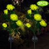 2Pcs Solar Powered Lights Outdoor Rose Flower LED Decorative Lamp Water Resistant Pathway Stake Lights