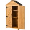 5.8ft x 3ft Outdoor Wood Lean-to Storage Shed Tool Organizer with Waterproof Asphalt Roof; Lockable Doors; 3-tier Shelves for Backyard