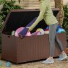 Outdoor Storage Box with Waterproof Inner,140 Gallon Large Wicker Patio Storage Bin