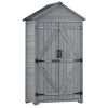 5.8ft x 3ft Outdoor Wood Lean-to Storage Shed Tool Organizer with Waterproof Asphalt Roof; Lockable Doors; 3-tier Shelves for Backyard